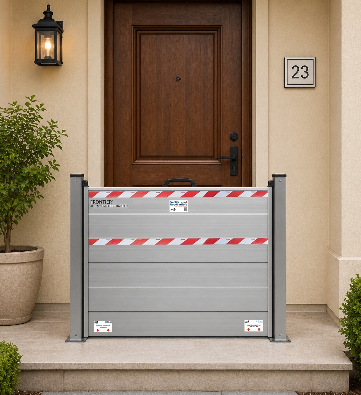 H-Frame flood barrier protection for homes and residences